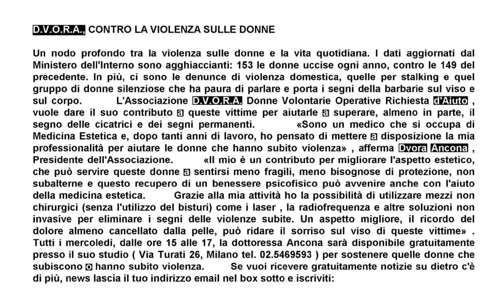 L’Associazione D.V.O.R.A. aiuta le donne che hanno subito violenze